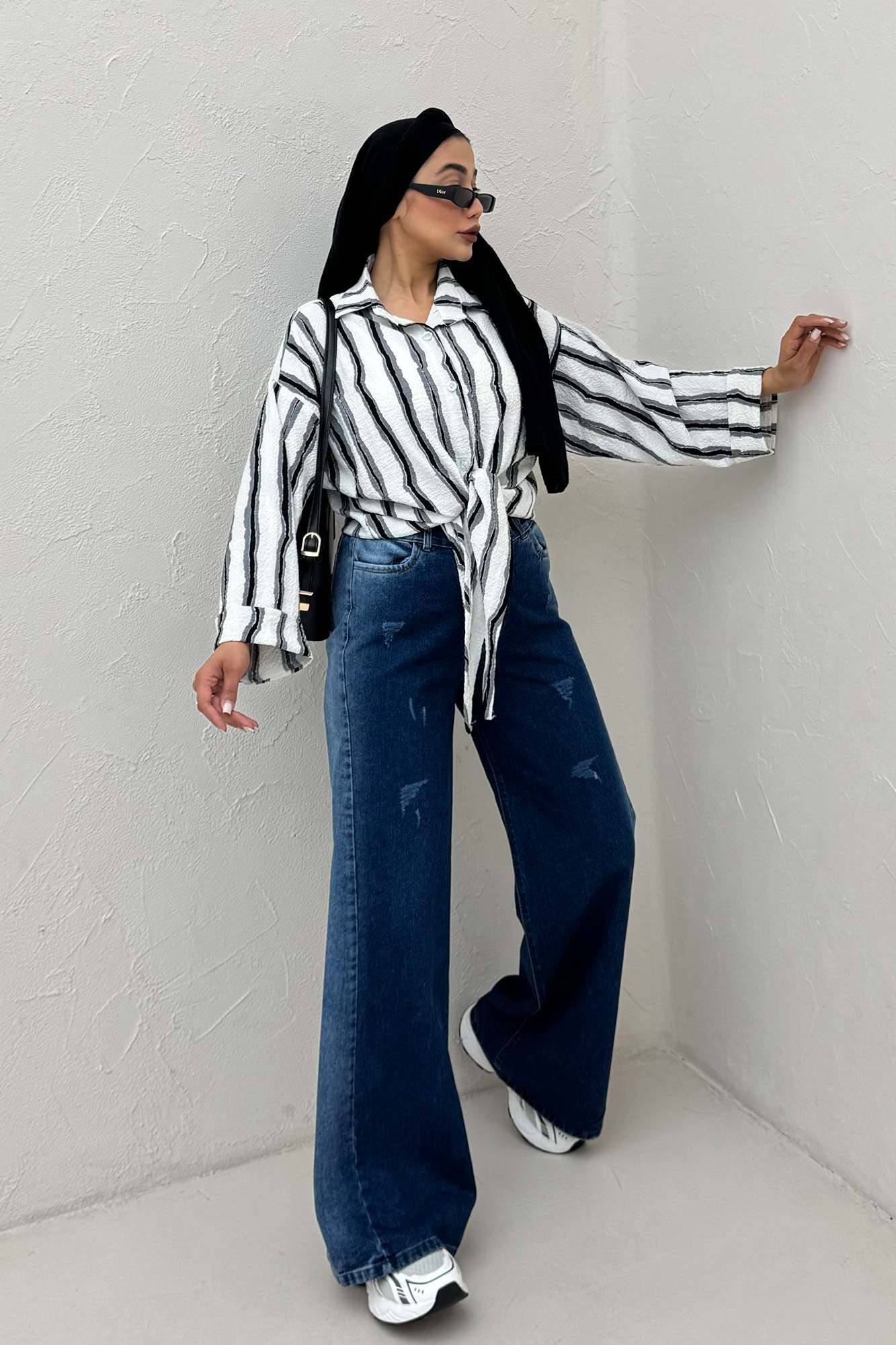 شومیز پری پفکی راه راه نامنظم