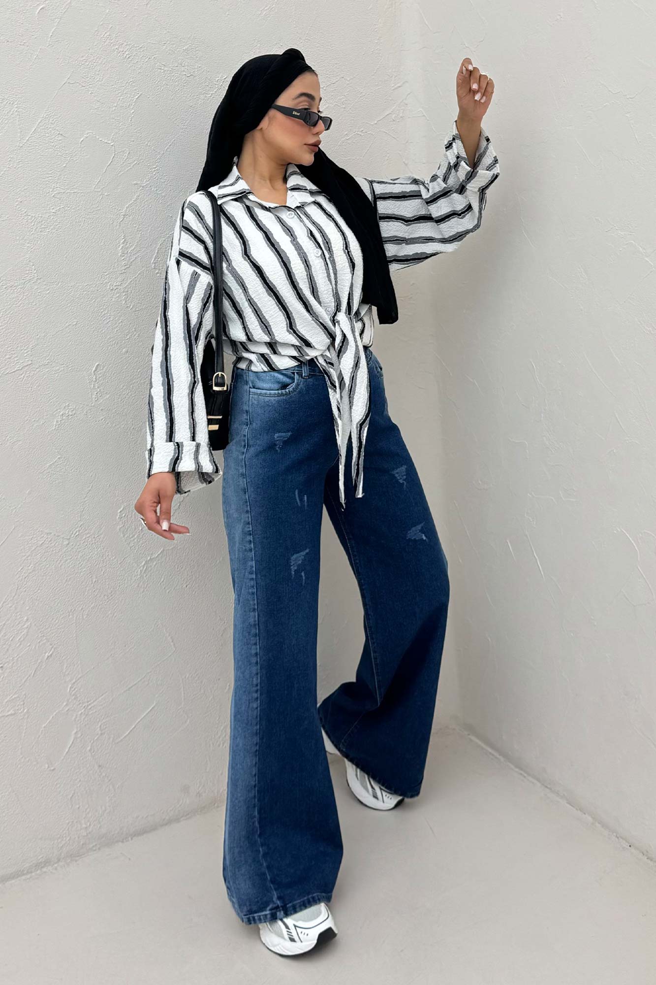 شومیز پری پفکی راه راه نامنظم