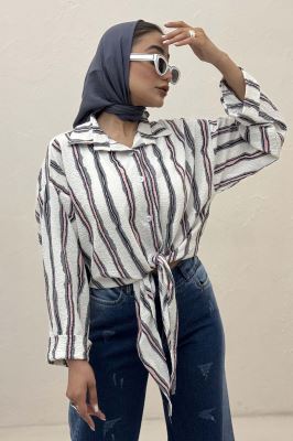 شومیز پری پفکی راه راه نامنظم