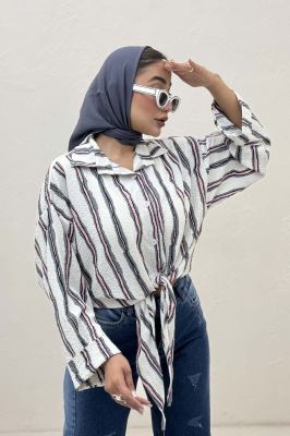 شومیز پری پفکی راه راه نامنظم