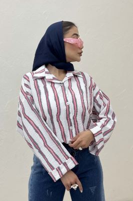 شومیز پری پفکی راه راه نامنظم