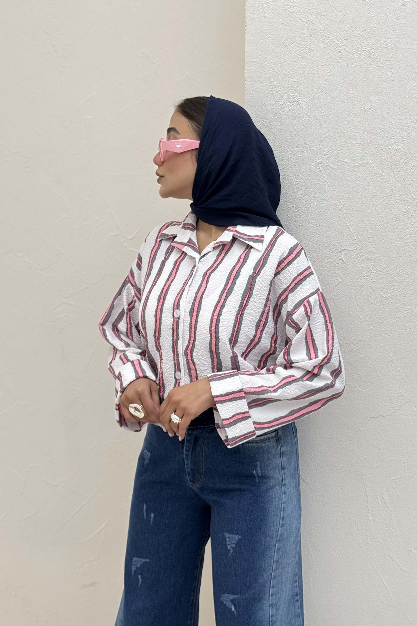 شومیز پری پفکی راه راه نامنظم