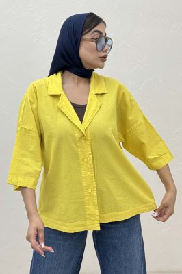 مانتو لینن آستین سه رب یقه شکاری TR