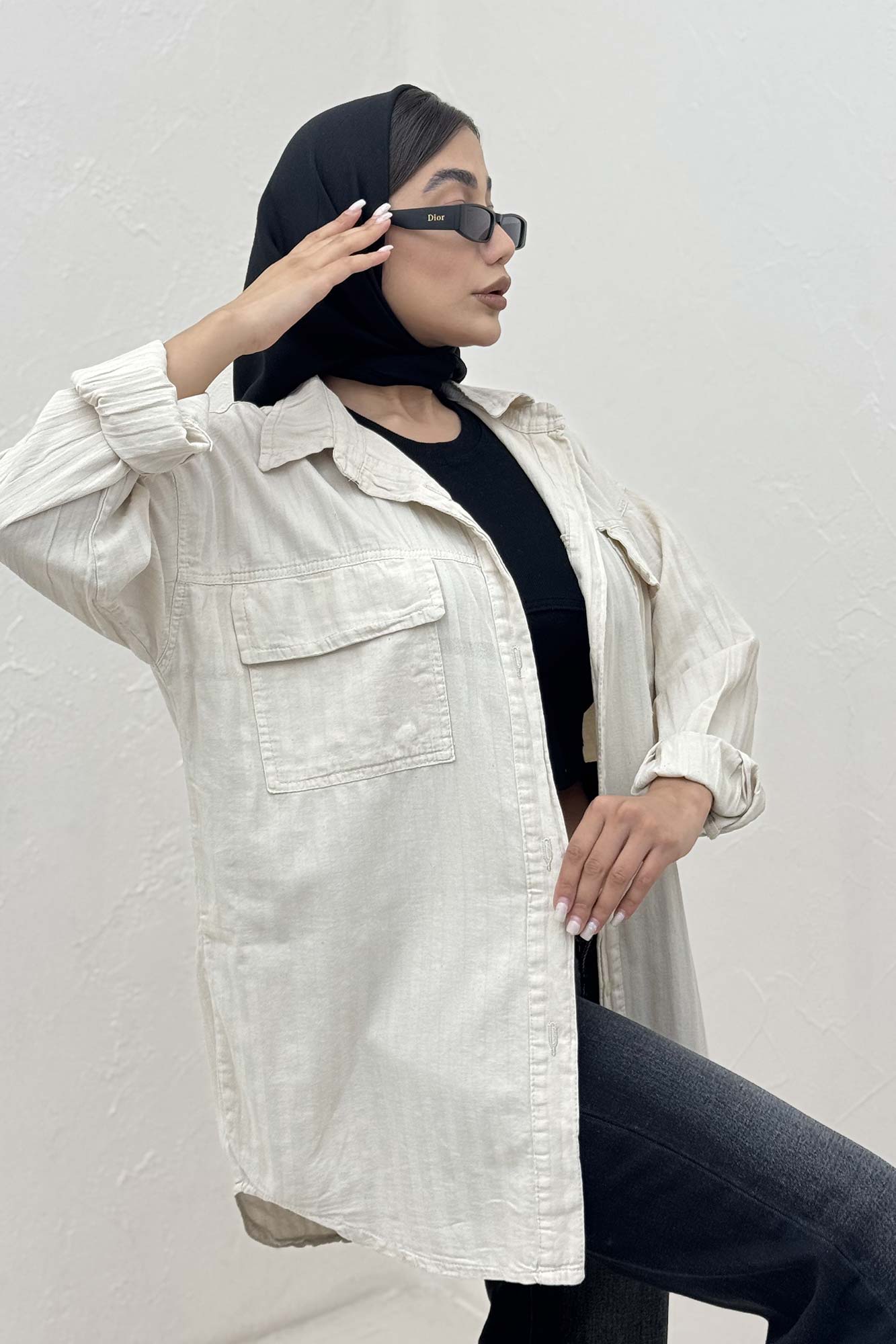 مانتو راه راه در جیب دار TR