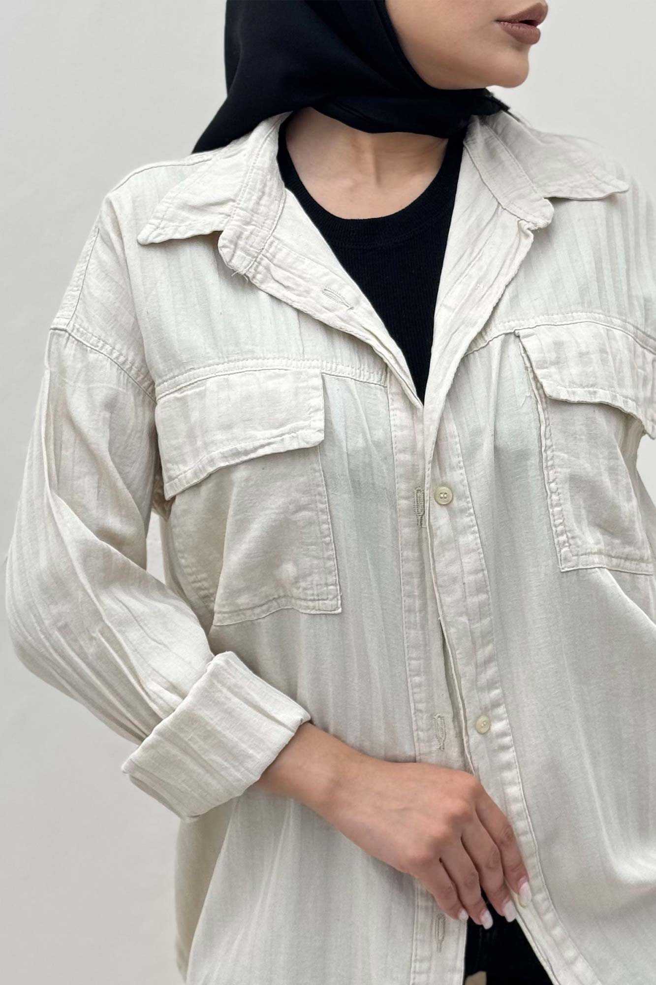 مانتو راه راه در جیب دار TR