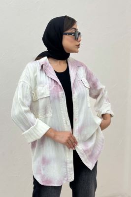 مانتو راه راه در جیب دار (آبرنگی) TR