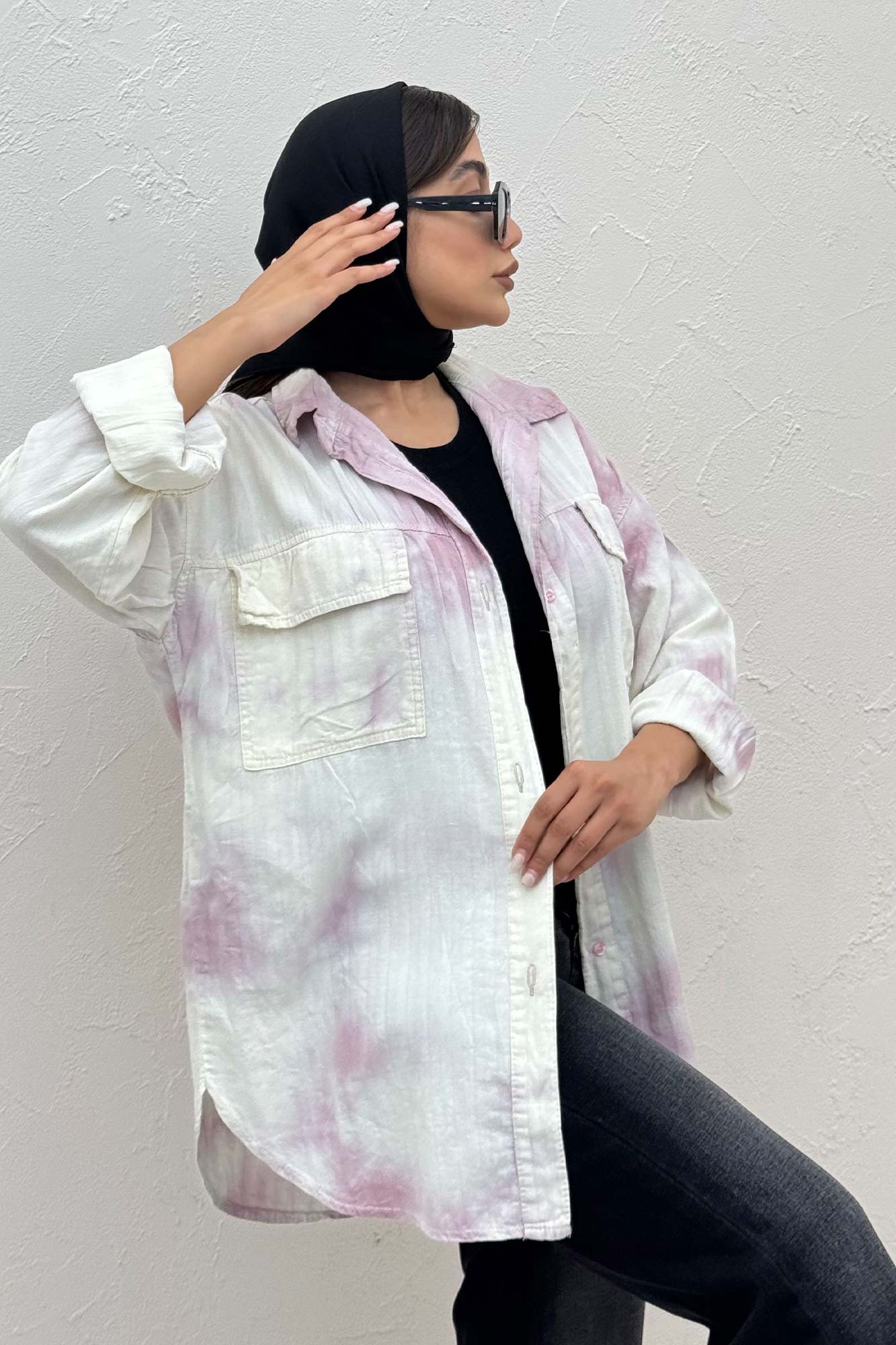 مانتو راه راه در جیب دار (آبرنگی) TR