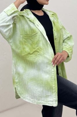 مانتو راه راه پایین هلال بلند دو جیب (آبرنگی) TR