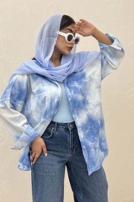 مانتو لینن پایین هلال بلند دو جیب (آبرنگی) TR