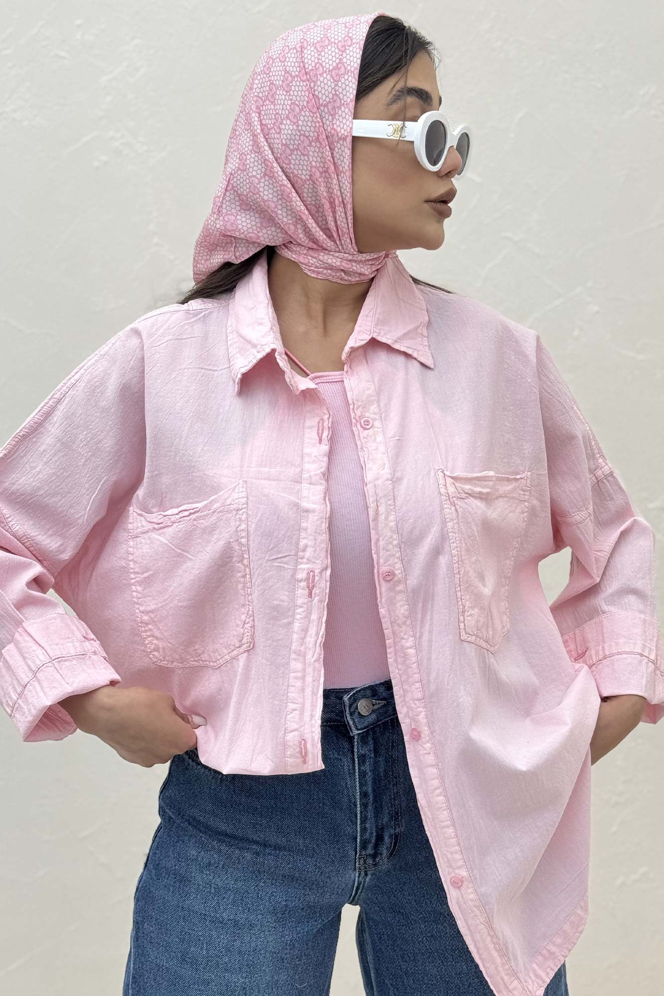 مانتو لینن پایین هلال بلند دو جیب TR