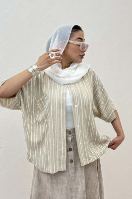 شومیز یقه سه سانت لینن زارا