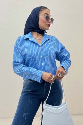 شومیز کراپ راه راه زارا تک جیب