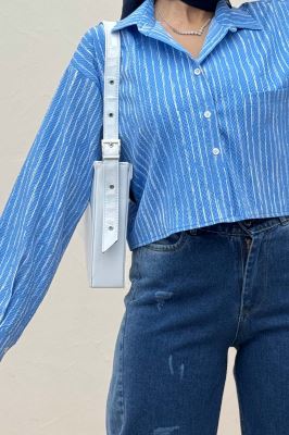 شومیز کراپ راه راه زارا تک جیب