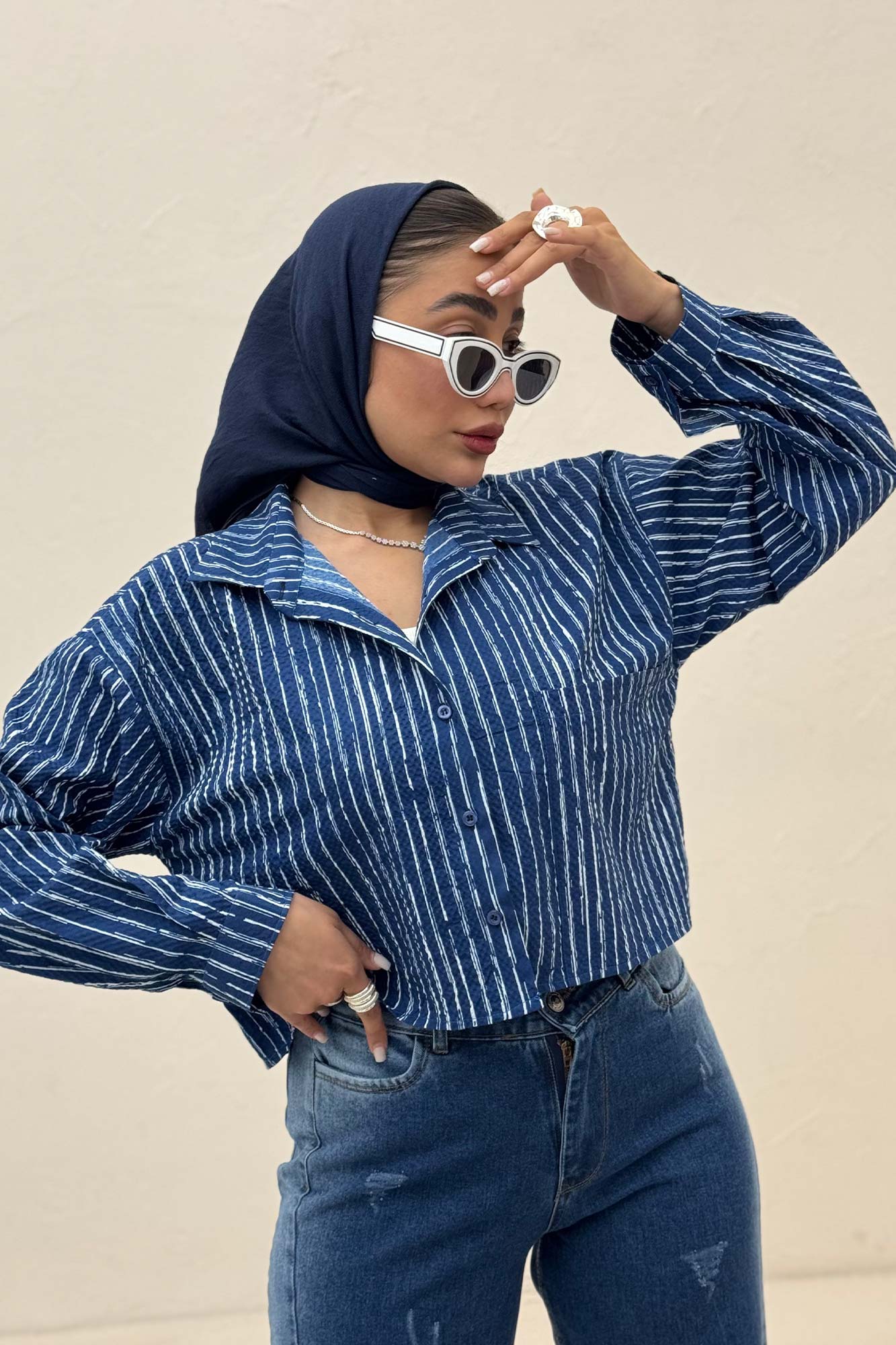 شومیز کراپ راه راه زارا تک جیب