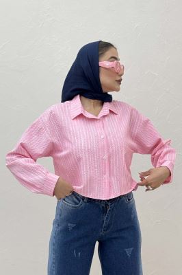شومیز کراپ راه راه زارا تک جیب
