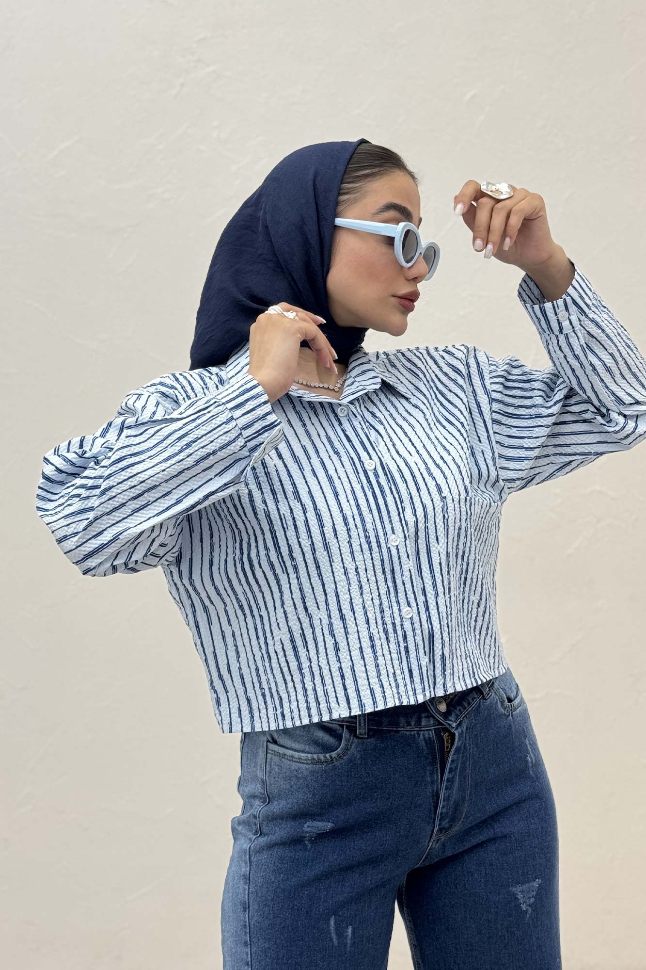 شومیز کراپ راه راه زارا تک جیب