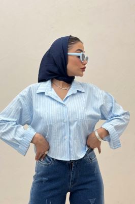 شومیز کراپ راه راه زارا تک جیب