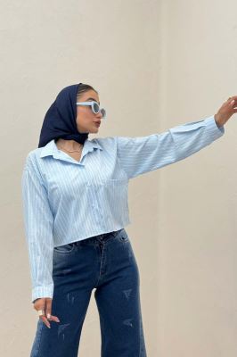 شومیز کراپ راه راه زارا تک جیب