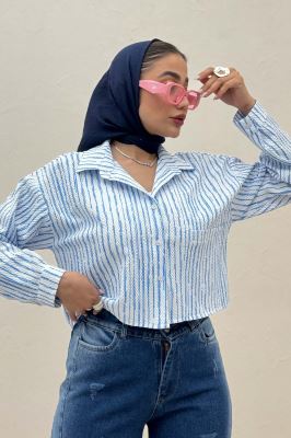 شومیز کراپ راه راه زارا تک جیب