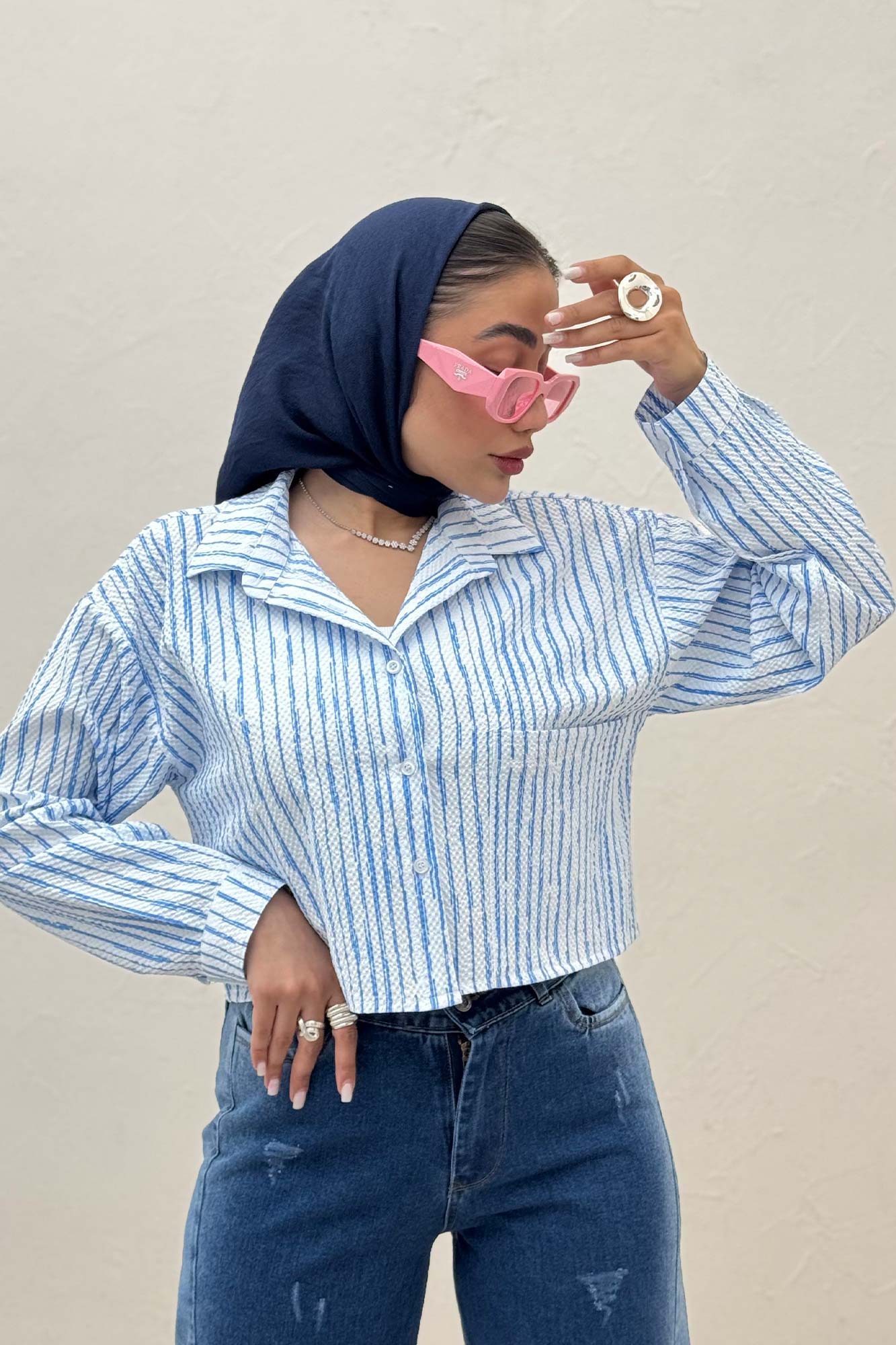 شومیز کراپ راه راه زارا تک جیب