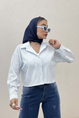 شومیز کراپ راه راه زارا تک جیب