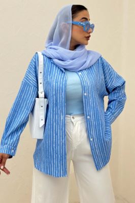 شومیز مانتویی راه راه زارا پشت پنسی