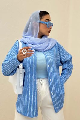 شومیز مانتویی راه راه زارا پشت پنسی