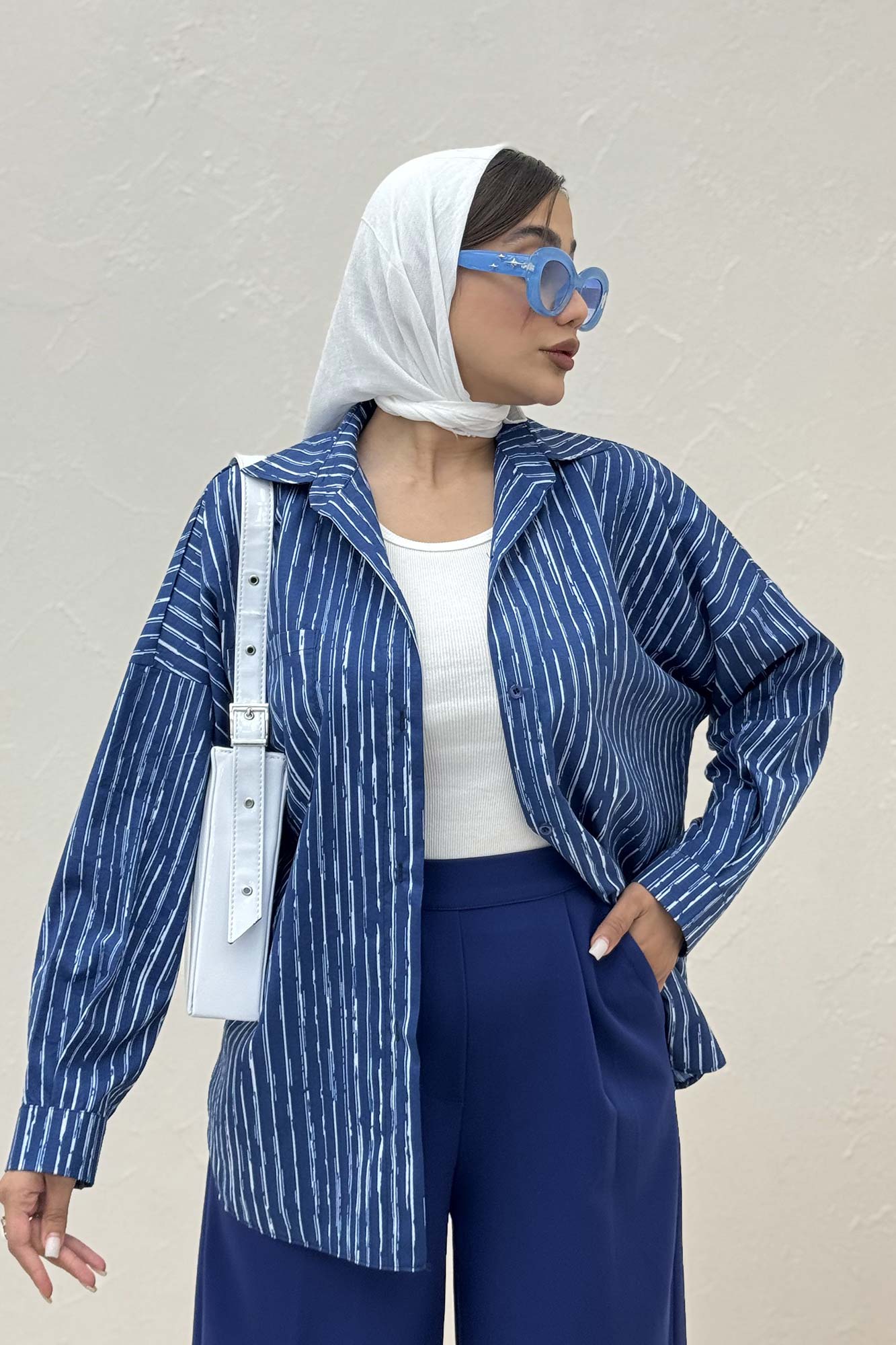 شومیز مانتویی راه راه زارا پشت پنسی