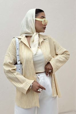 شومیز مانتویی راه راه زارا پشت پنسی