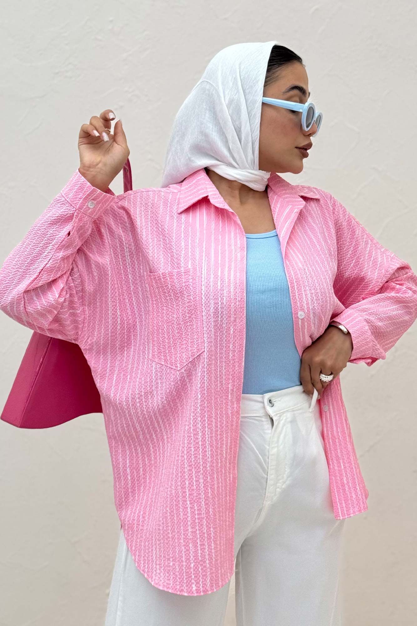 شومیز مانتویی راه راه زارا پشت پنسی