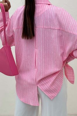 شومیز مانتویی راه راه زارا پشت پنسی