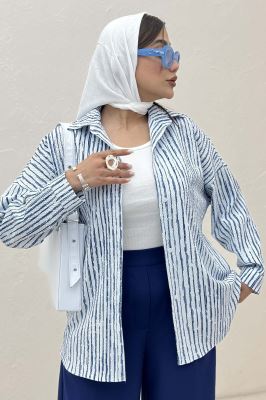 شومیز مانتویی راه راه زارا پشت پنسی