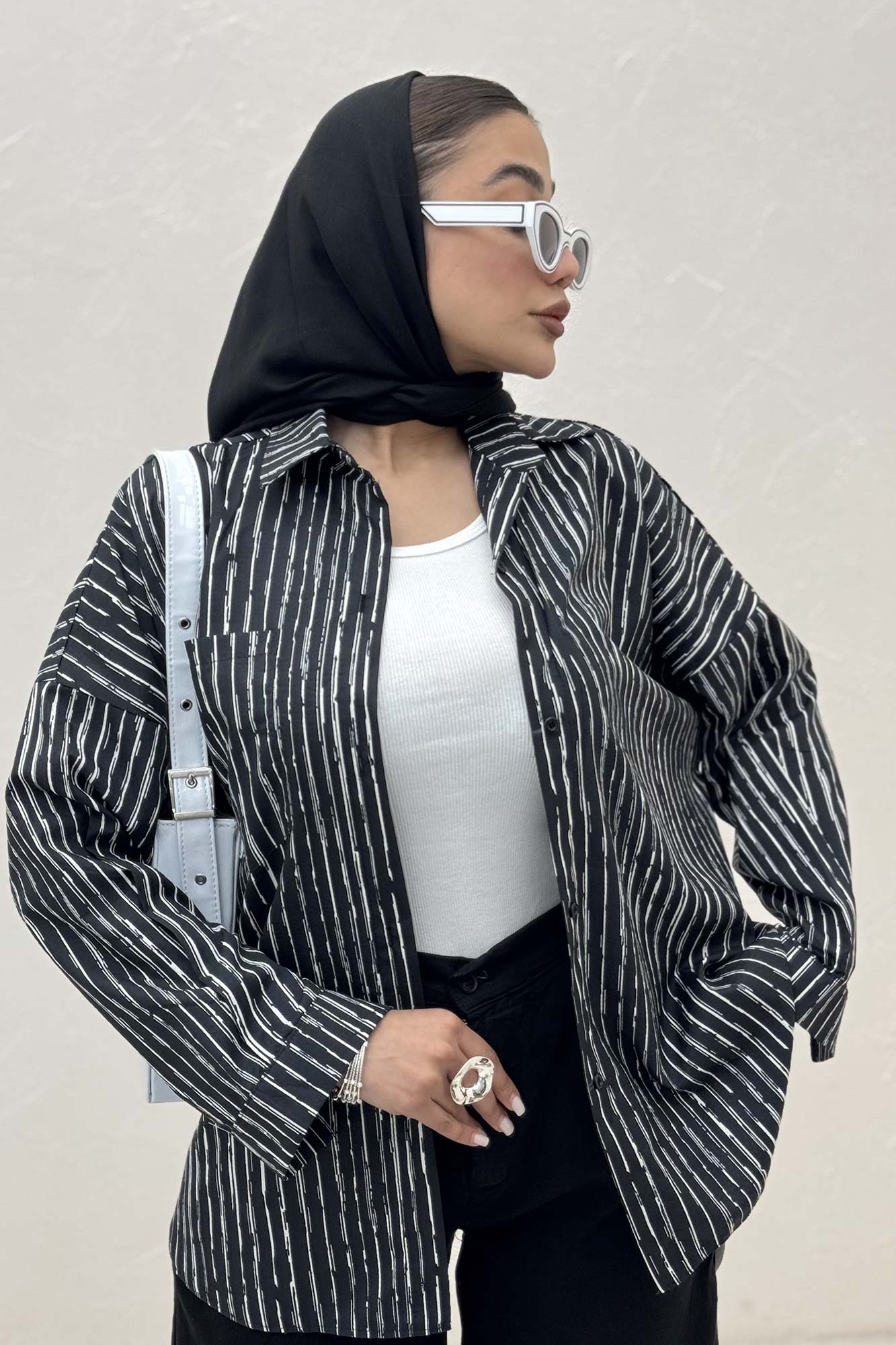 شومیز مانتویی راه راه زارا پشت پنسی