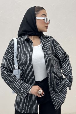 شومیز مانتویی راه راه زارا پشت پنسی