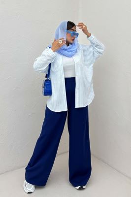 شومیز مانتویی راه راه زارا پشت پنسی