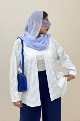 شومیز مانتویی راه راه زارا پشت پنسی