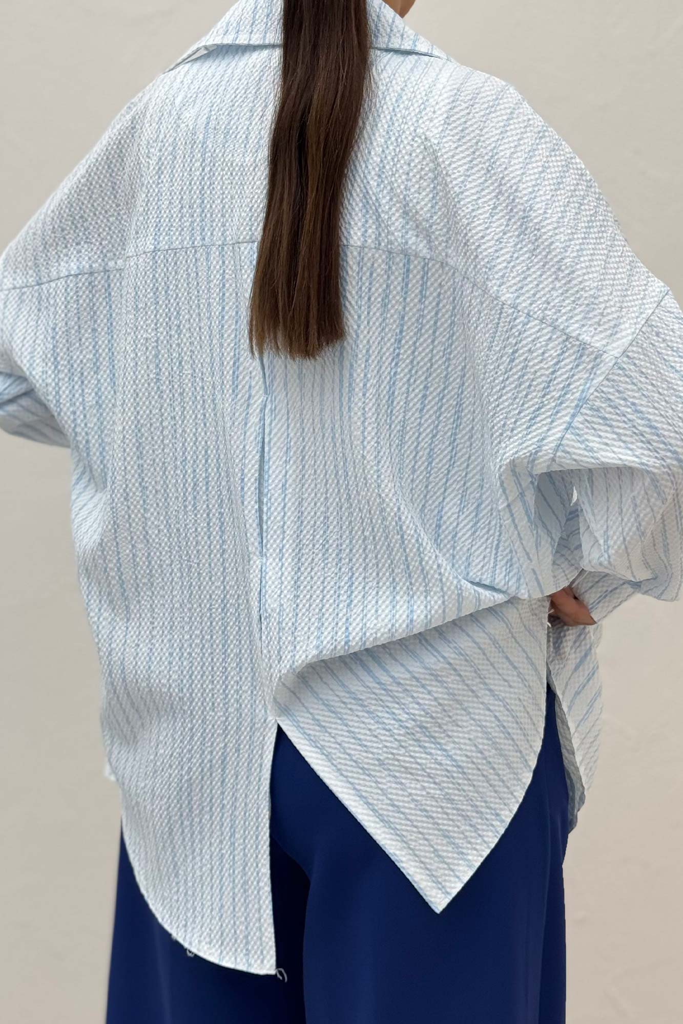 شومیز مانتویی راه راه زارا پشت پنسی