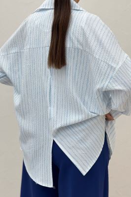 شومیز مانتویی راه راه زارا پشت پنسی