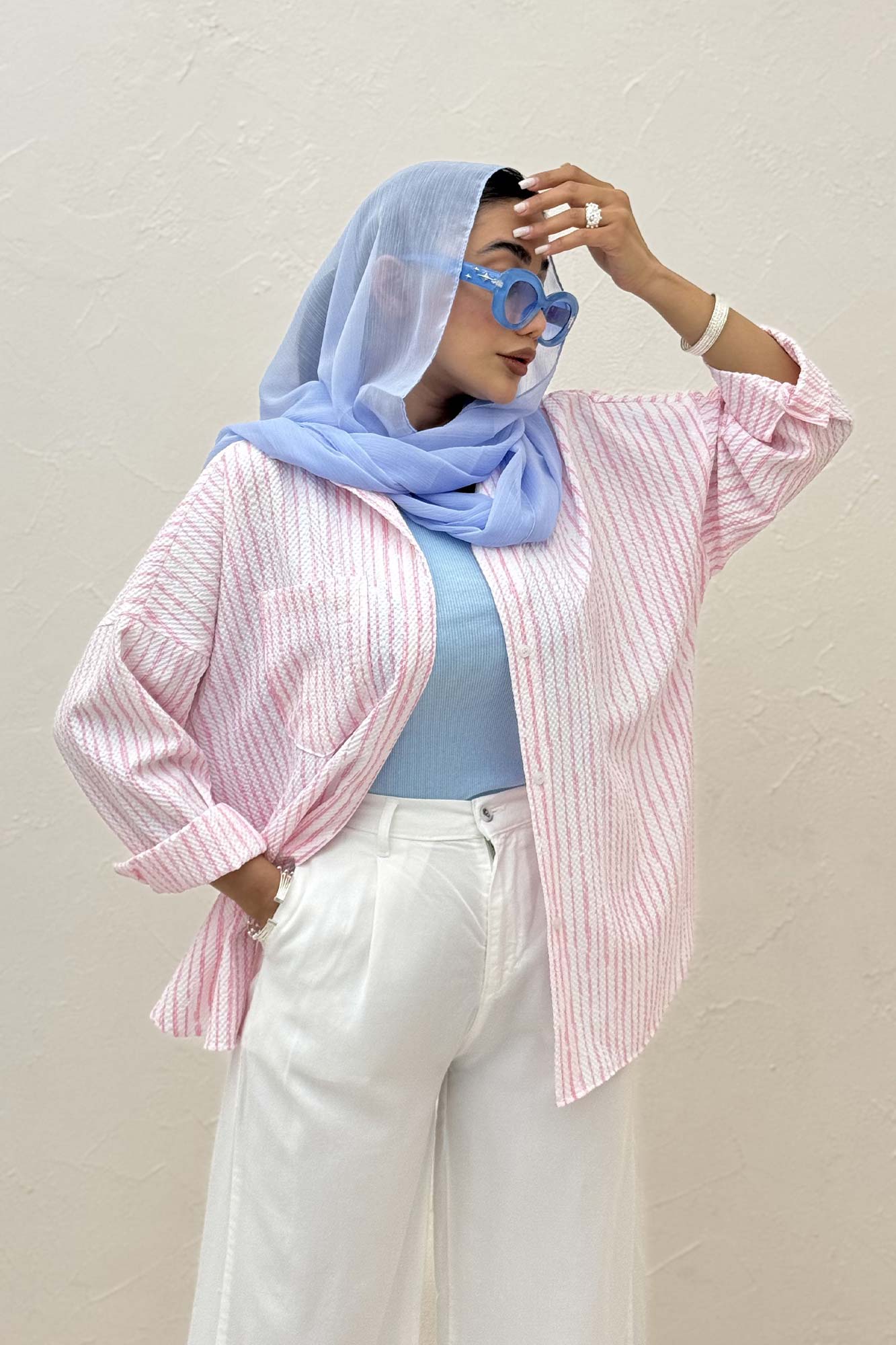 شومیز مانتویی راه راه زارا پشت پنسی