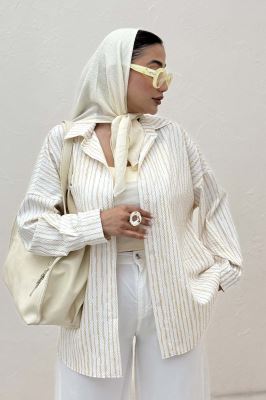 شومیز مانتویی راه راه زارا پشت پنسی