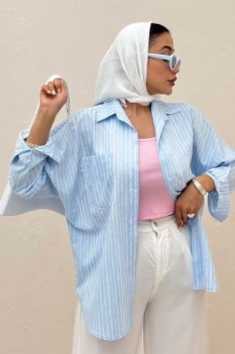 شومیز مانتویی راه راه زارا پشت پنسی