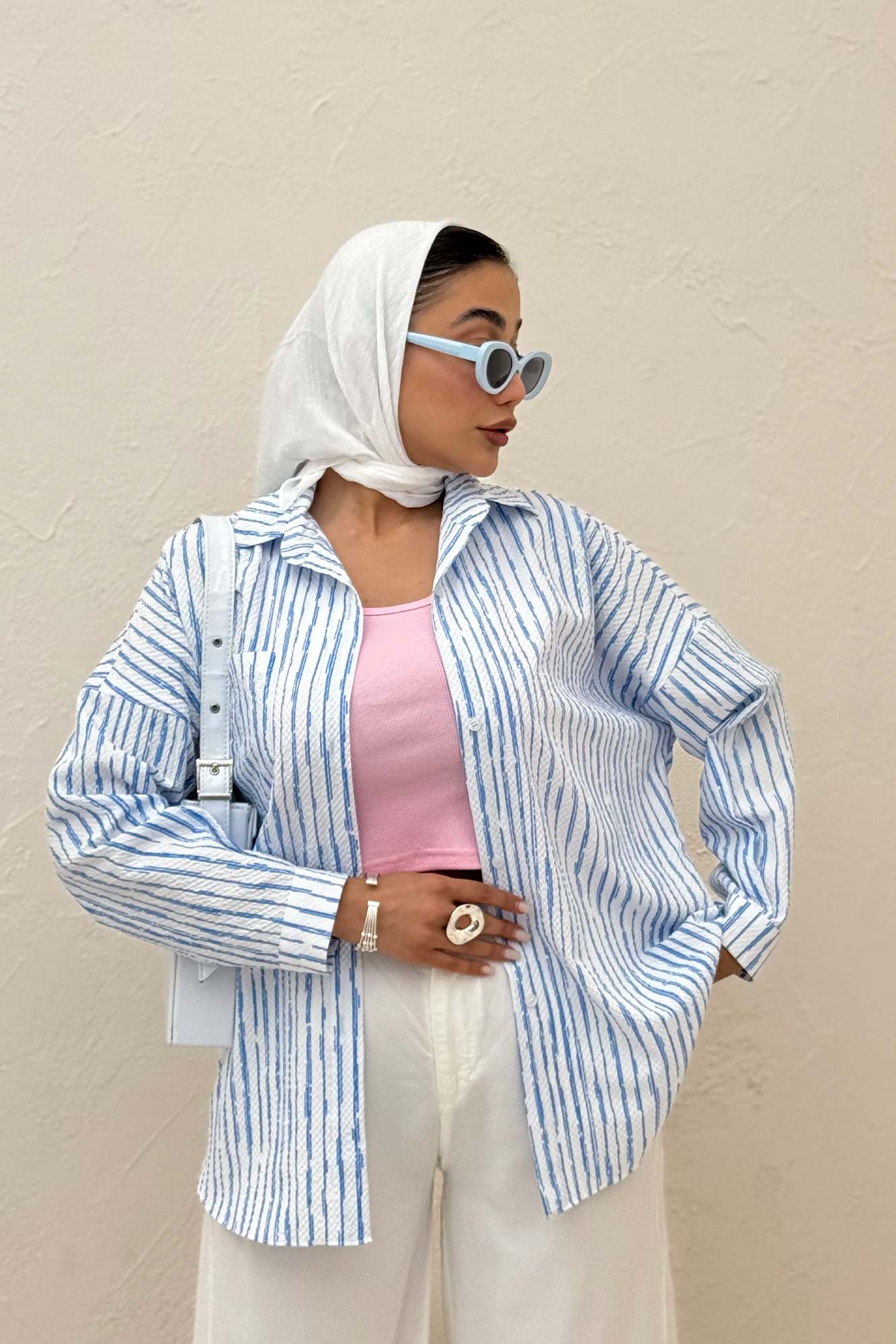 شومیز مانتویی راه راه زارا پشت پنسی