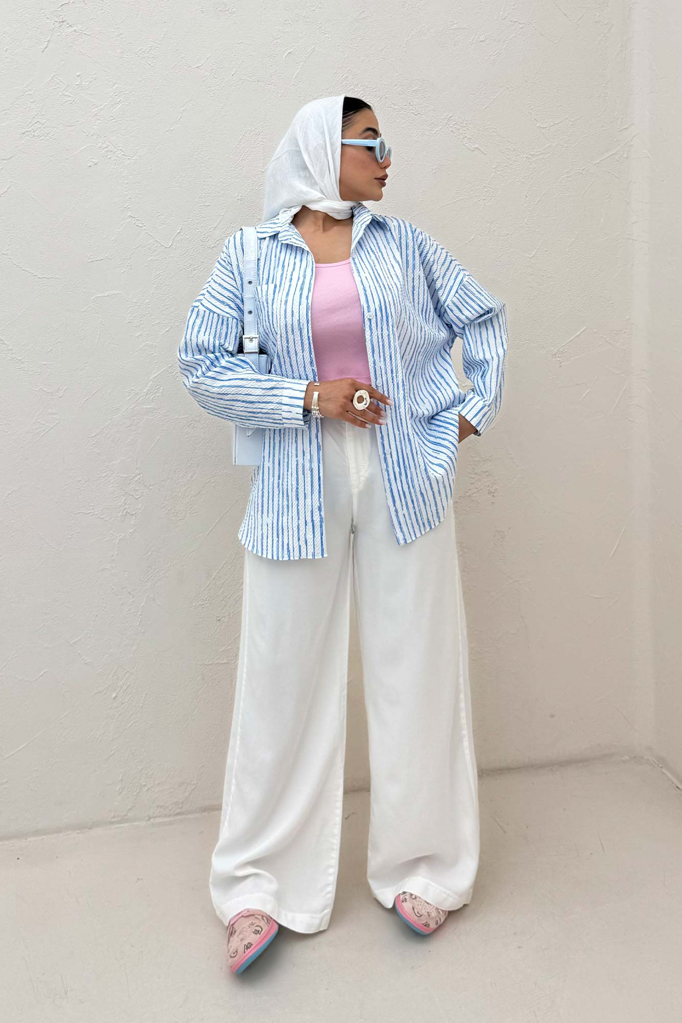 شومیز مانتویی راه راه زارا پشت پنسی