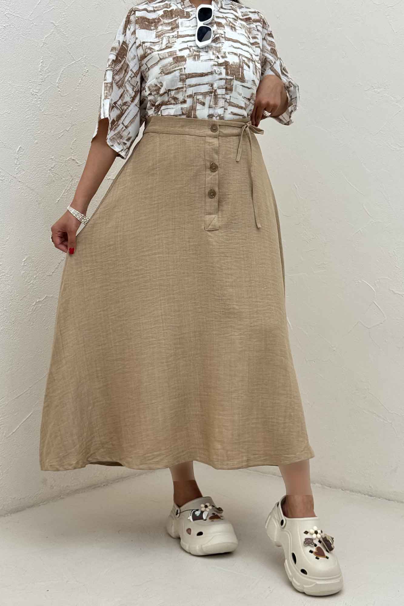 دامن شانتون مدل نخ دکمه