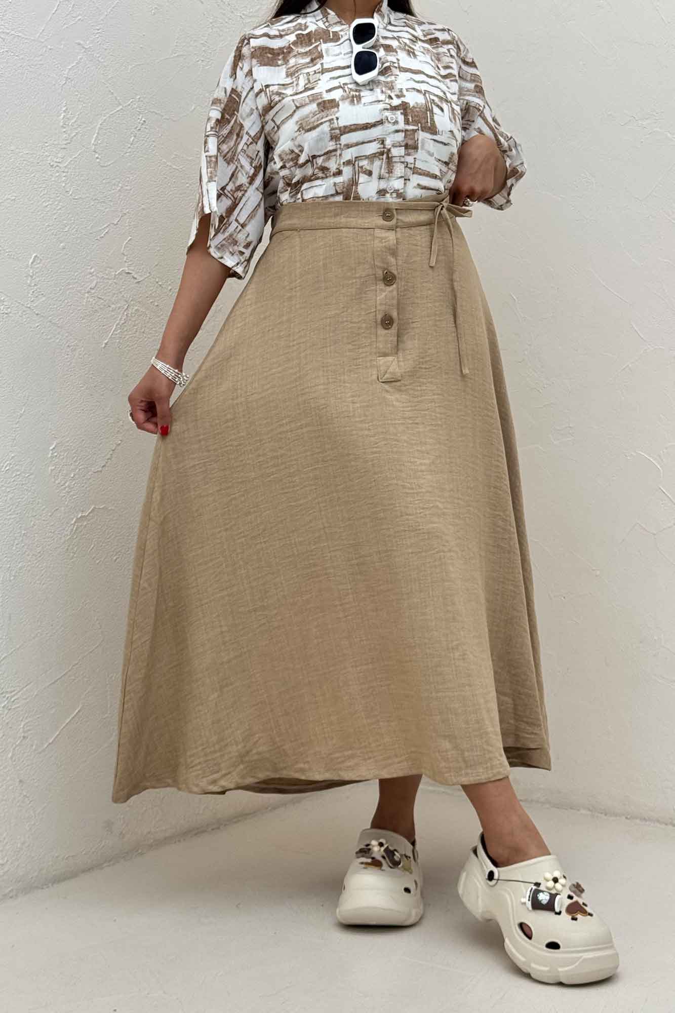 دامن شانتون مدل نخ دکمه