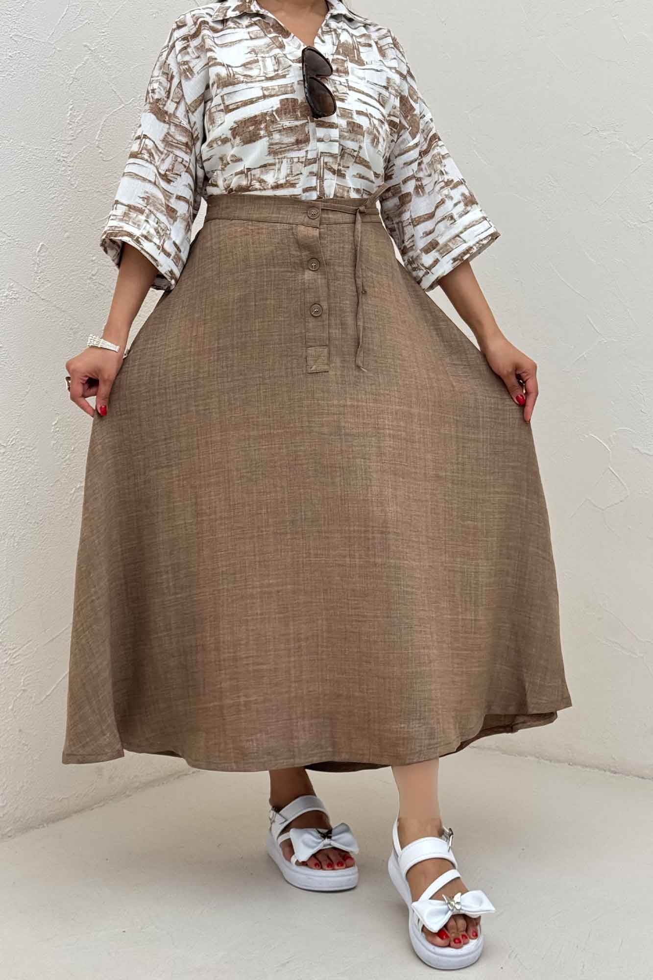 دامن شانتون مدل نخ دکمه