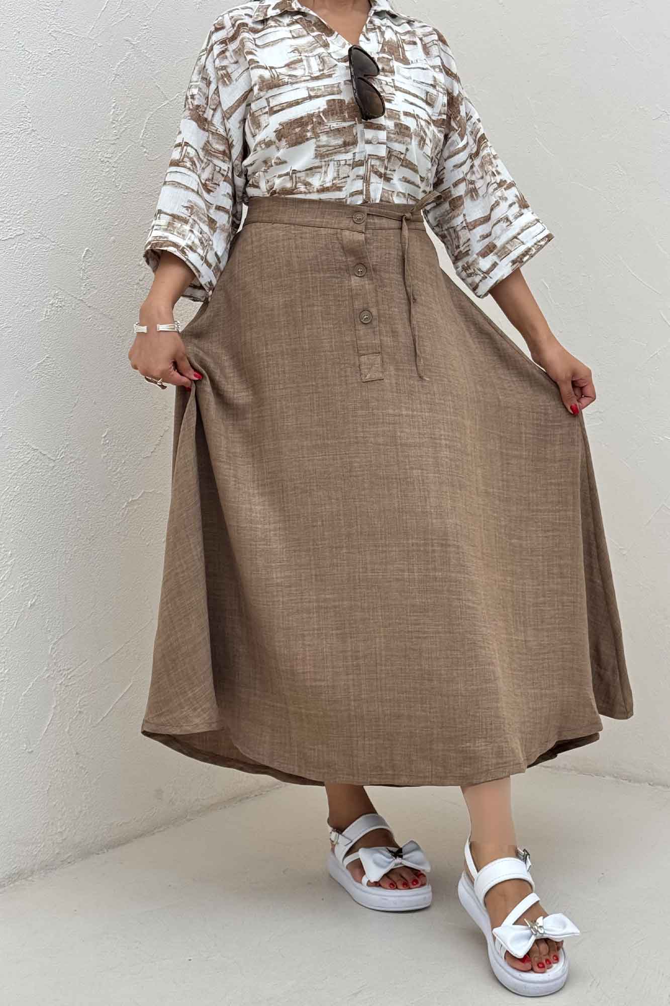 دامن شانتون مدل نخ دکمه