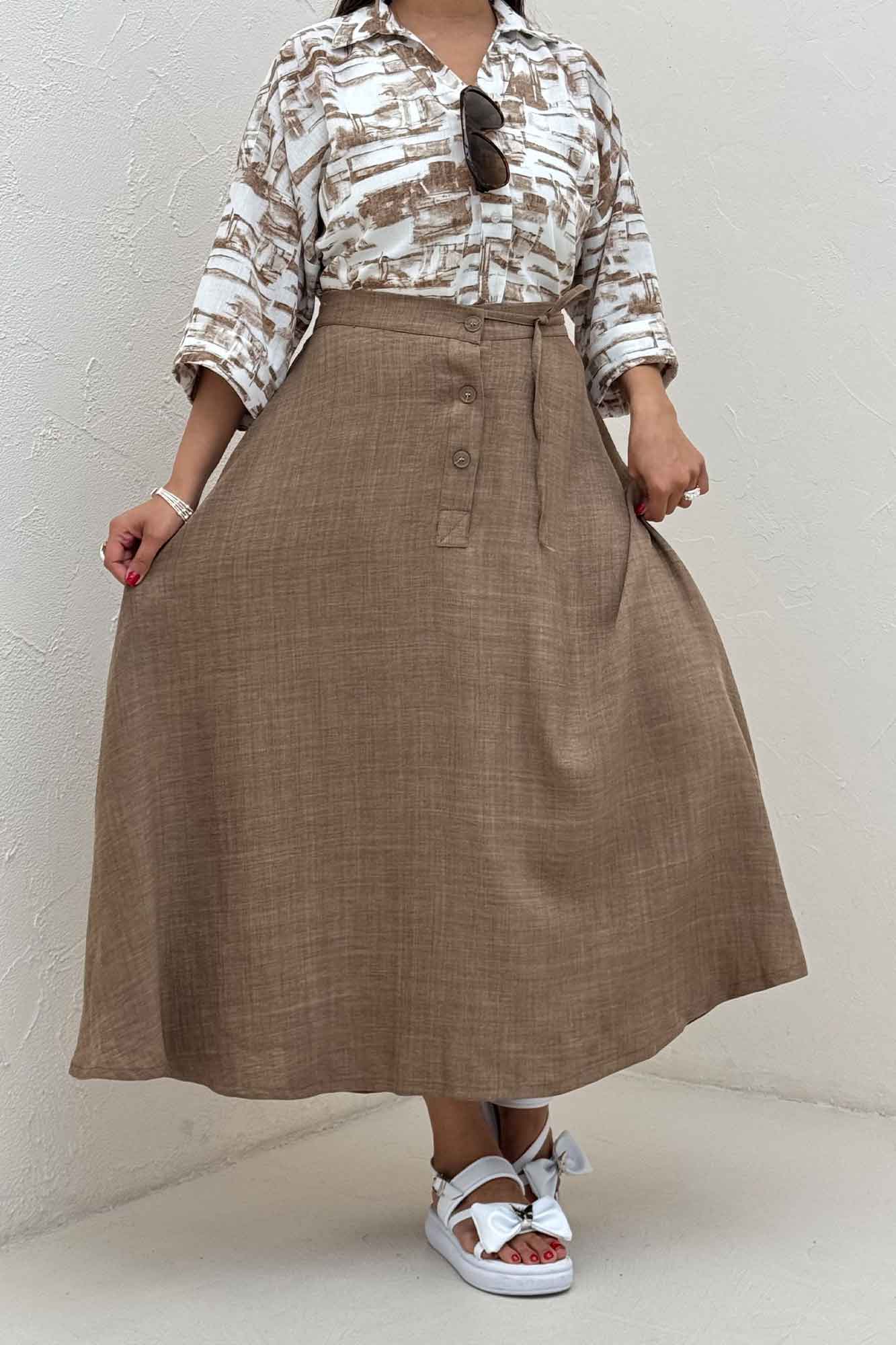 دامن شانتون مدل نخ دکمه