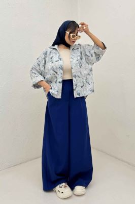 شومیز پرینتی آستین پاکتی پشت پیله کد1 