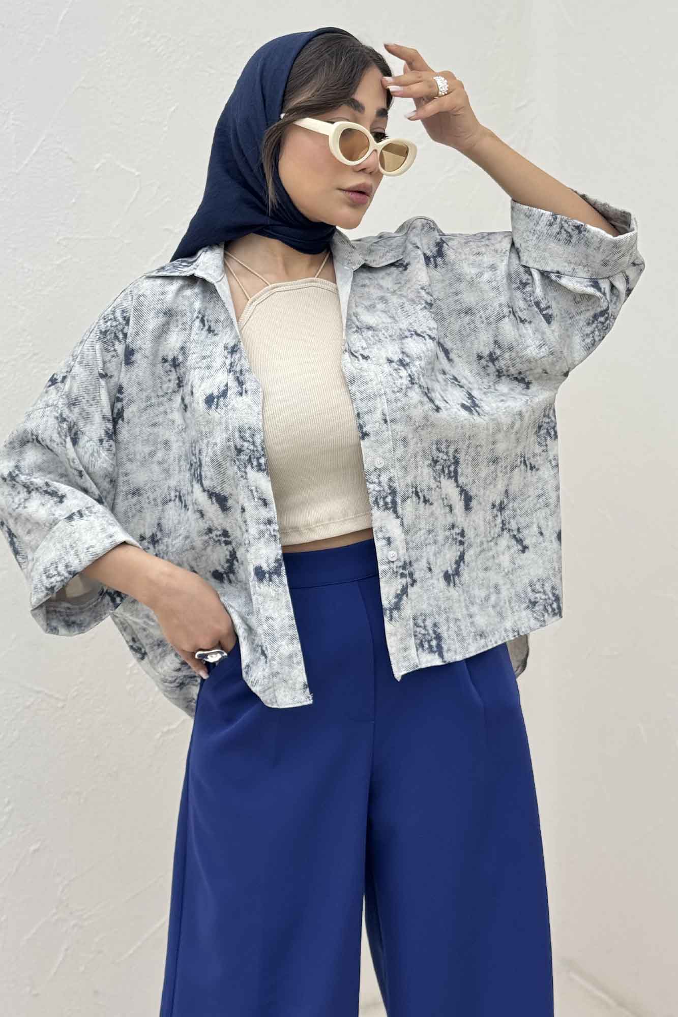 شومیز پرینتی آستین پاکتی پشت پیله کد1 